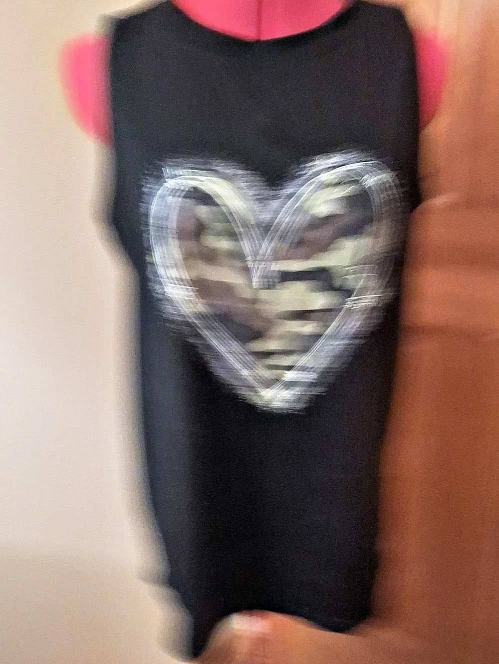 SHEIN Camo Heart Tank Top in Black & Pink